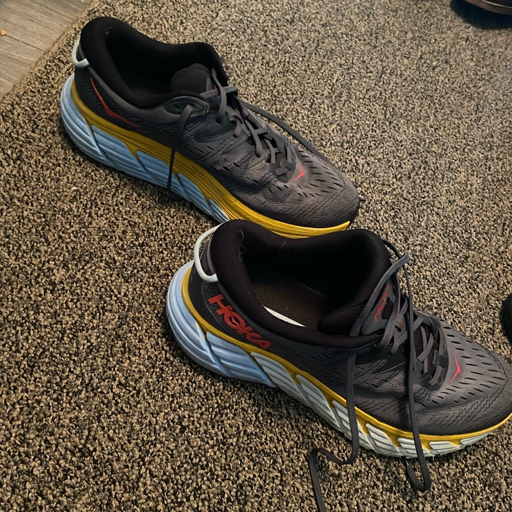 Hoka Gaviota 4, Gray/Yellow, Mens Running Shoes-US 11 Mens